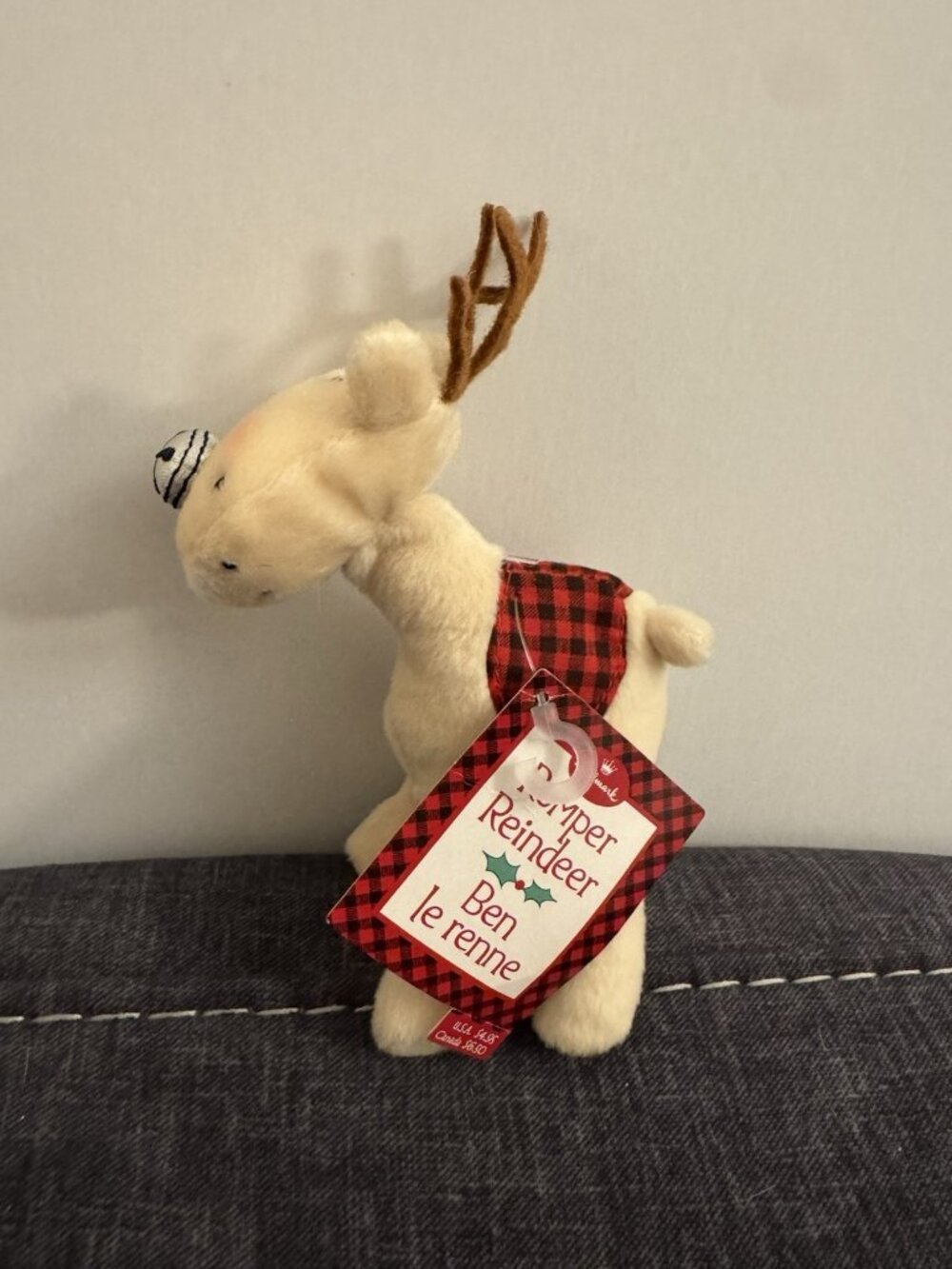 Hallmark Romper Reindeer Christmas Plush Baby Toy Jingle Bell Nose MM31